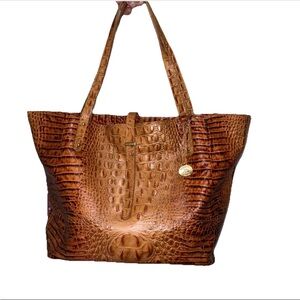 Brahmin Rare All Day Large Tote bag Toasted Almond embossed Alligator